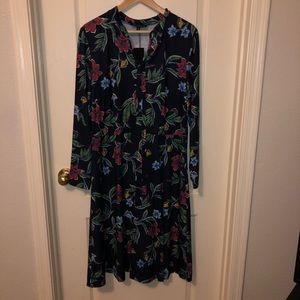 NWT Tie Neck Midi Swing Dress